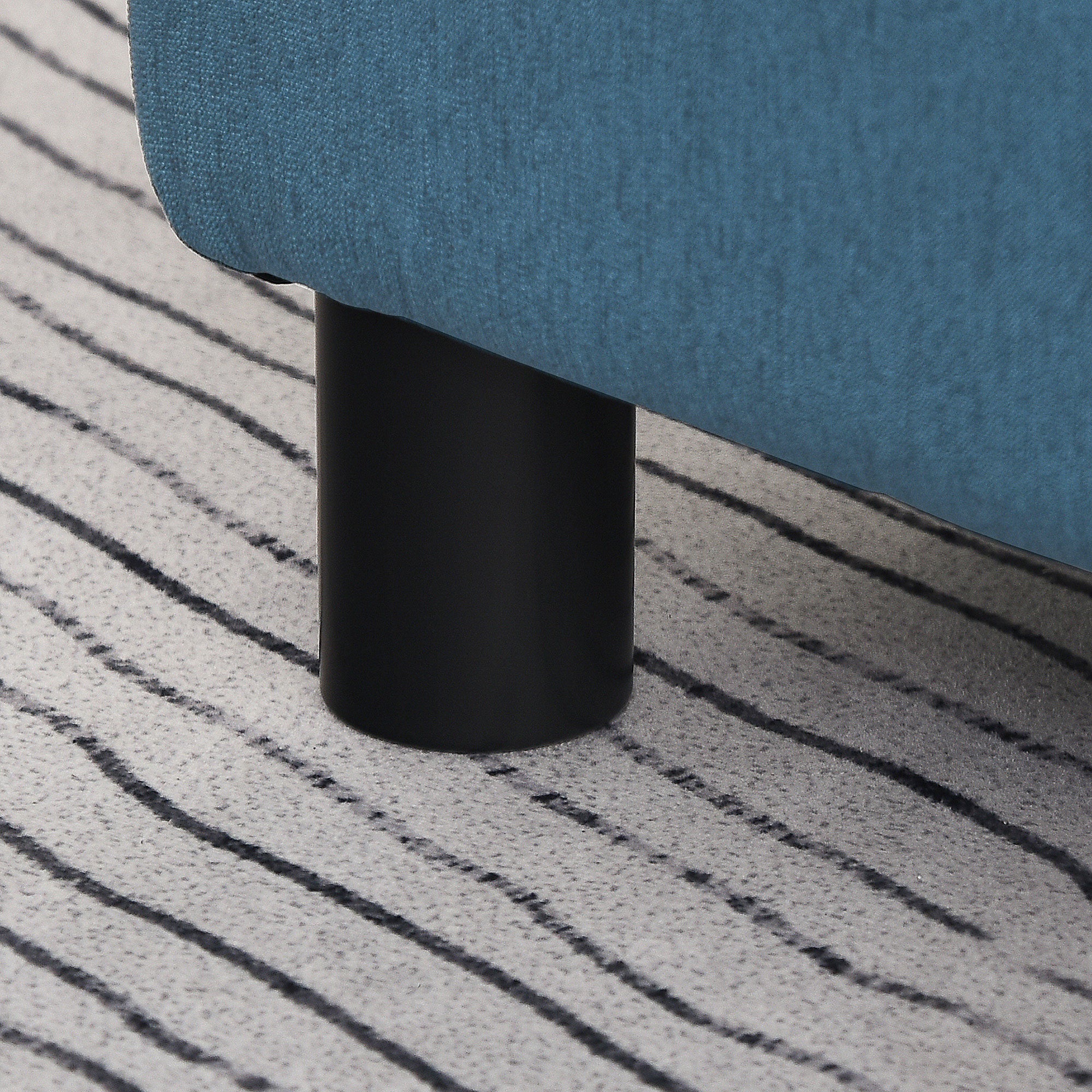 HOMCOM Linen Fabric Footstool Ottoman Cube with 4 Plastic Legs, Blue